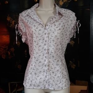 Cotton Button Down Floral Blouse XL
